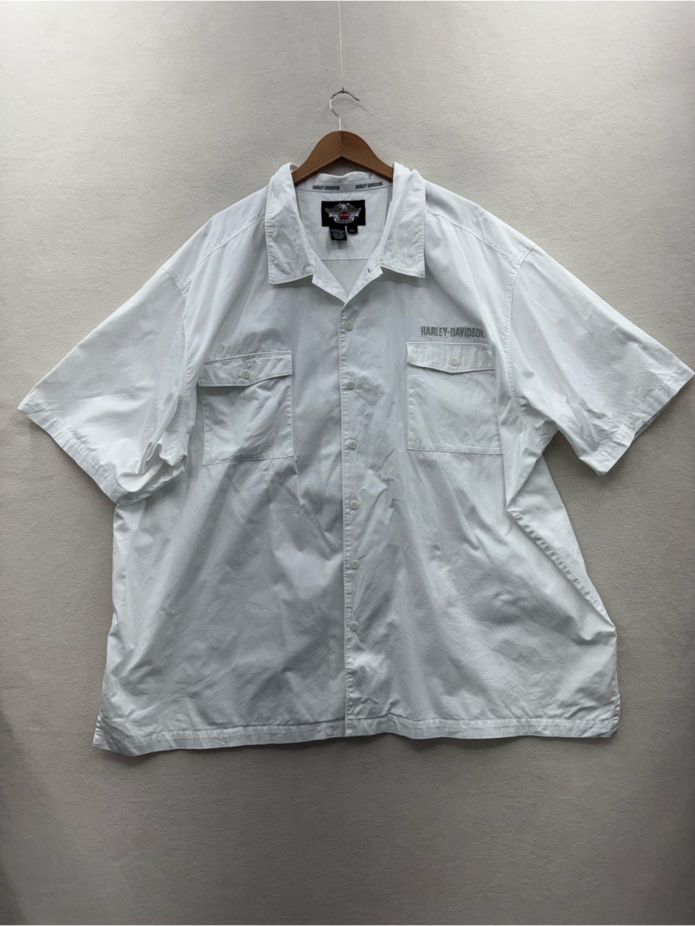 Harley Davidson HD Mens 4XL White Button Front Shirt Screaming Eagle